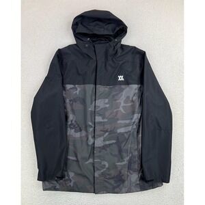 Dixxon Jacket Mens XL Gray Camo Hooded Windbreaker Lined Lightweight Polyester